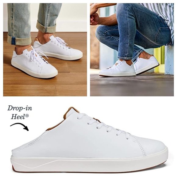OluKai Other - NEW Olukai Lae'ahi Li 'Ili White Leather Sneakers Slip On Shoes Lace Up Mens 14